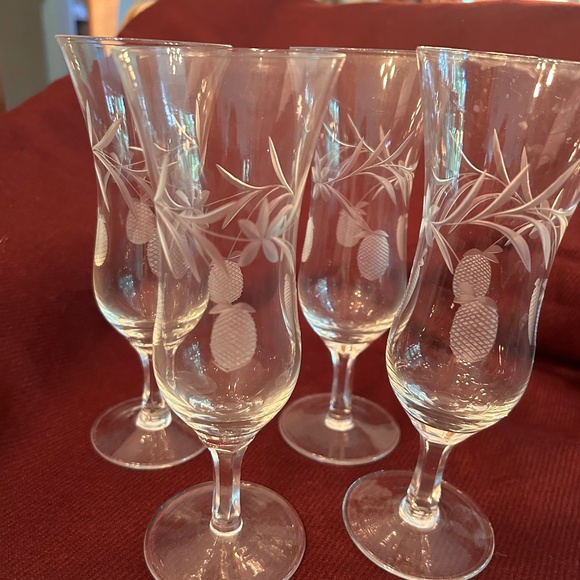 Hand Cut Pineapple Pattern Goblets - Picture 1 of 3